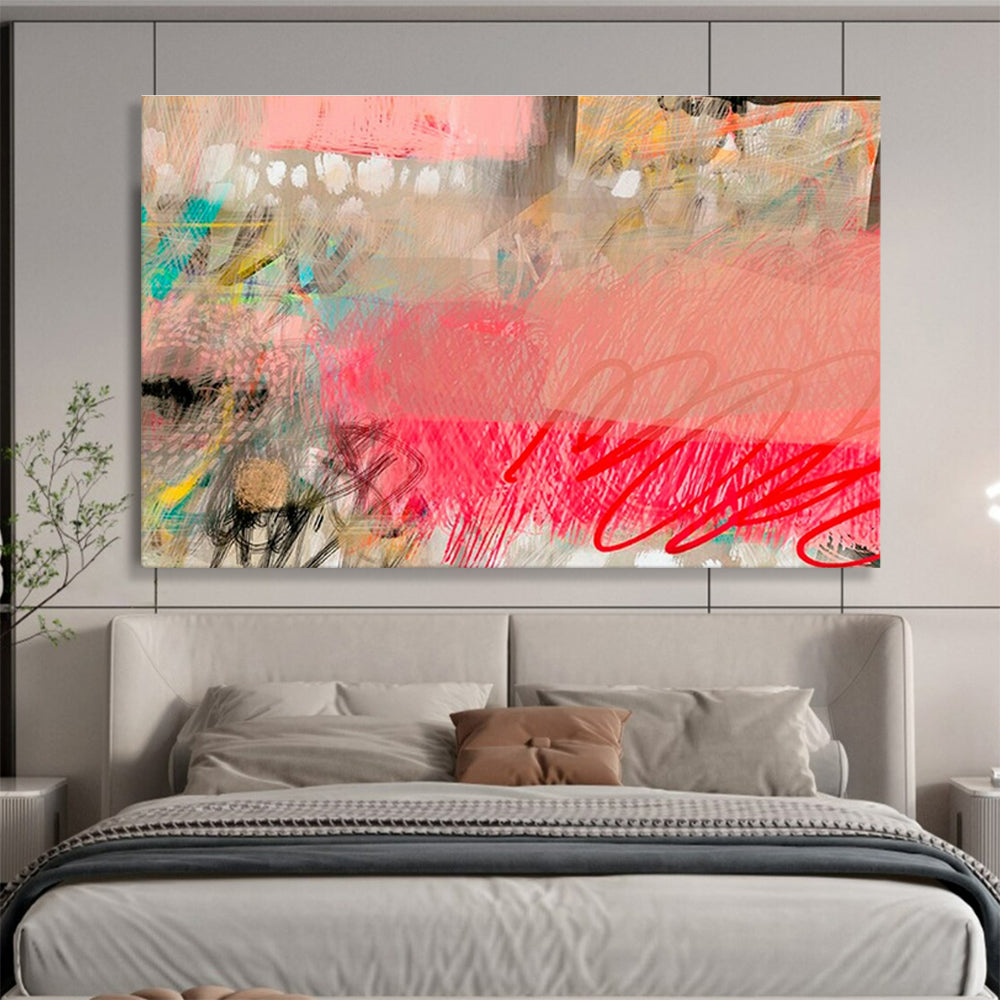 Pink - Gray Abstract Art for Minimalist Home Yoga Studio Corners DLZ2590