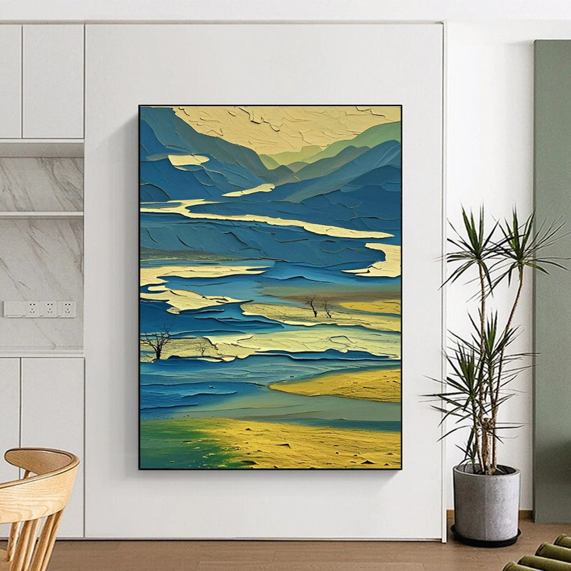 Layered Landscape Art for Modern Living Room & Nature - Inspired Café DLZ0970