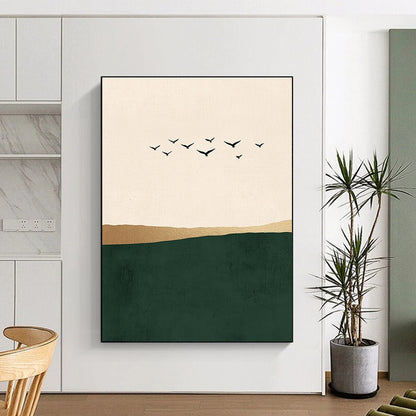 Birds Flying Over Hills Art for Minimalist Living Room & Nature - Inspired Office STSC1340